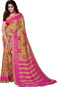Sunaina Printed Bhagalpuri Silk Cotton Blend Saree