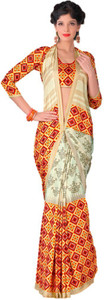 DESIGN WILLA Printed Bollywood Silk Cotton Blend Saree