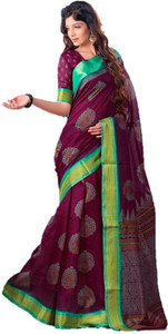 DESIGN WILLA Printed Bollywood Silk Cotton Blend Saree