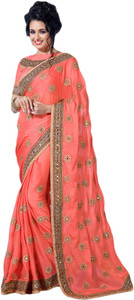 M.S.Retail Embroidered Bollywood Chiffon Saree