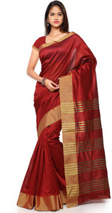 Saara Striped Fashion Cotton, Linen Saree