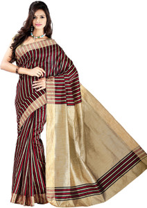 Vastrakala Striped Banarasi Cotton, Silk Saree