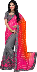 M.S.Retail Embroidered Bollywood Chiffon, Net Saree
