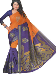 DESIGN WILLA Printed Bollywood Silk Cotton Blend Saree