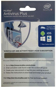 McAfee AntiVirus Plus 1 PC 1 Year ANTIVIRUS/BKCMAV1YRENG-INTEL