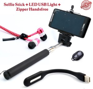 Mezire Selfie Stick Accessory Combo for iPhone 6, Moto X2, iPad, iPhone 5, Samsung, HTC, Xiomi, Redmi, Gionee, Sony, Nokia, Android