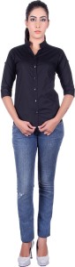 Protext Women's Solid Formal Black Shirt