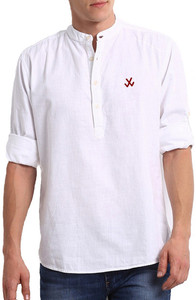 Lafantar Men's Solid Casual White Shirt
