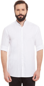 Wild Hunk Men's Solid Casual White Shirt