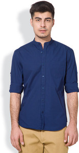 Highlander Men's Solid Casual Blue Shirt