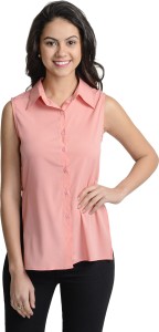 @499 Women's Solid Casual Pink Shirt