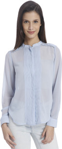 Vero Moda Women's Solid Casual Light Blue Shirt