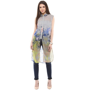 Rose Vanessa Women's Printed Casual Grey Shirt