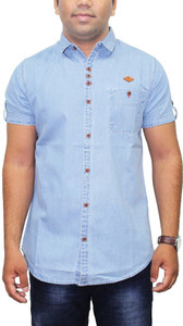 Kuons Avenue Men's Solid Casual Denim Blue, Light Blue Shirt