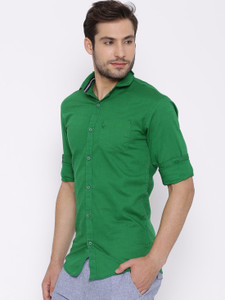 Oshano Men's Solid Casual Green, Green Shirt