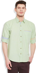 GHPC Men's Solid Casual Green Shirt
