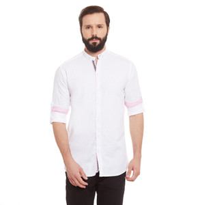 Wild Hunk Men's Solid Casual White Shirt