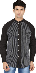 Reevolution Men's Embroidered Casual Black, White Shirt