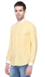 Reevolution Men's Checkered Casual Yellow, White Shirt