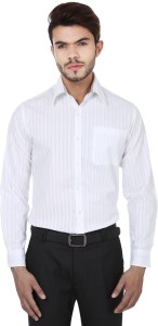 Reevolution Men's Striped Casual White Shirt