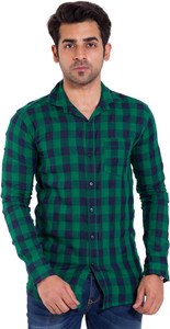 Lime Time Men's Checkered Casual Green Shirt