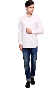 Dennis Lingo Men's Solid Casual White Shirt