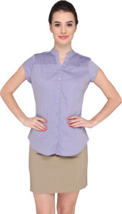 Bombay High Women's Solid Formal Blue Shirt
