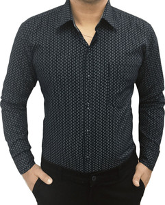 S Mark Men s Printed Formal Blue Shirt 