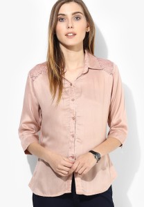 Mayra Women's Solid Casual Pink Shirt