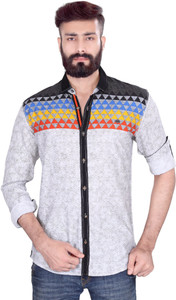 Vintage Soul Men's Printed Casual Black Shirt
