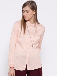Silly People Women's Solid Casual Pink Shirt