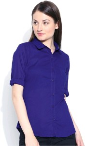 U&F Women's Solid Formal Light Blue Shirt