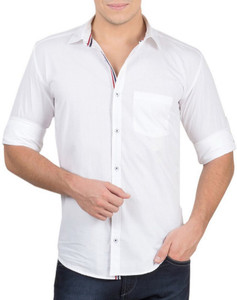 Elepants Men's Solid Casual White Shirt