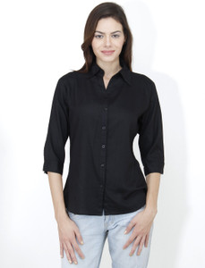 Mayra Women's Solid Casual Black Shirt