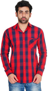Lime Time Men's Checkered Casual Red Shirt