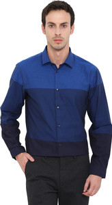 Men s Solid Casual Dark Blue Shirt 