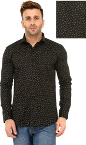 Being Fab Men's Geometric Print Casual Black Shirt