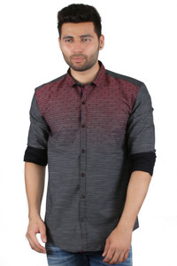 Studio Nexx Men's Printed Casual Black, Maroon Shirt