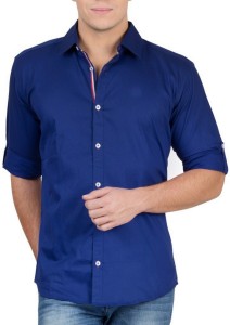 Elepants Men's Solid Casual Blue Shirt