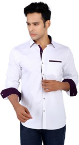 R'Squarre Men's Solid Casual White Shirt