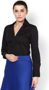 Protext Women's Solid Formal Black Shirt