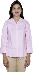 IndiStar Women's Solid Formal Pink Shirt