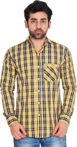 Lime Time Men's Checkered Casual Yellow Shirt