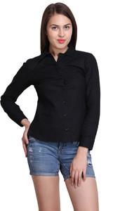 Siera Women's Solid Casual Black Shirt