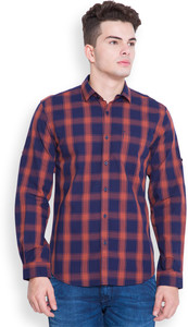 Highlander Men's Checkered Casual Dark Blue, Red Shirt