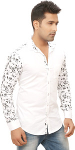 Nu Abc Men's Floral Print Casual White Shirt