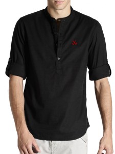 Lafantar Men's Solid Casual Black Shirt