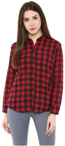 Gsa Enterprises Women's Checkered Casual Red, Black Shirt