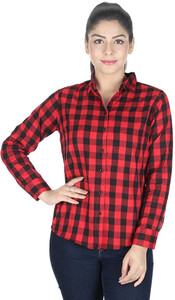 GANESH FASHION Women's Checkered Casual Red Shirt