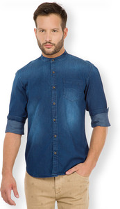 Highlander Men's Solid Casual Dark Blue Shirt